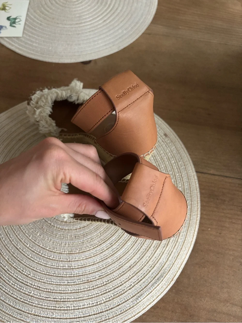 See by Chloe Fringe Espadrille Wedge Sandals - Tan & Cream